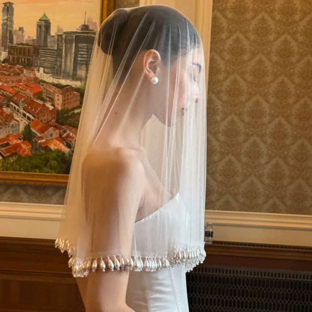 The Celeste Pearl Drop Bridal Veil