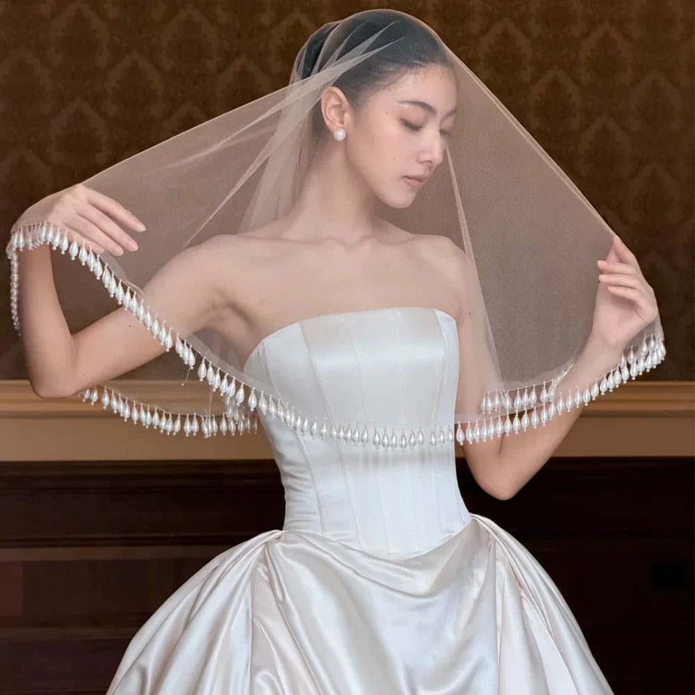 The Celeste Pearl Drop Bridal Veil