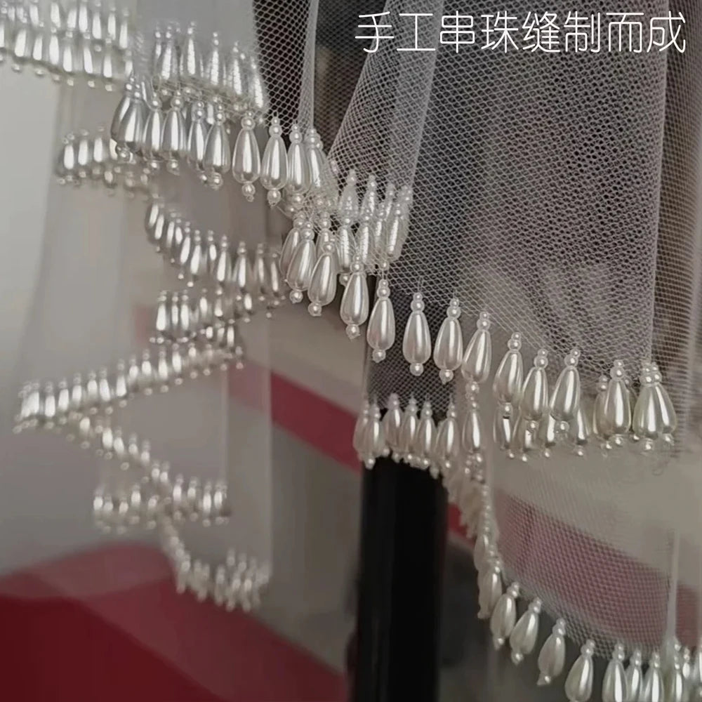 The Celeste Pearl Drop Bridal Veil
