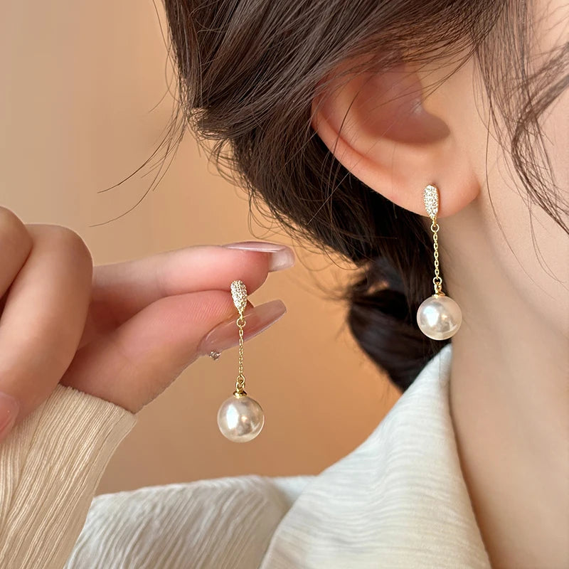 Pearl Tassel Bridal Earrings