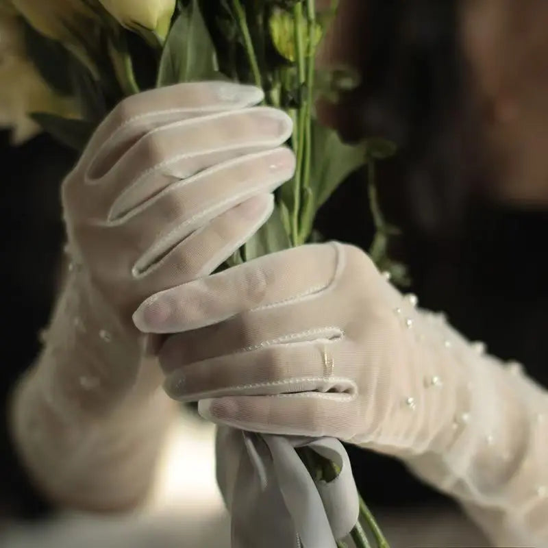Pearl Elbow-Length Bridal Gloves