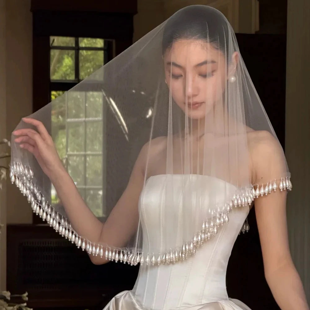 The Celeste Pearl Drop Bridal Veil