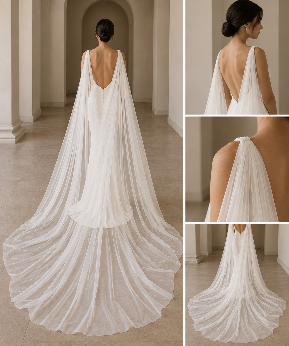 The Amélie Draped Bridal Cape Veil