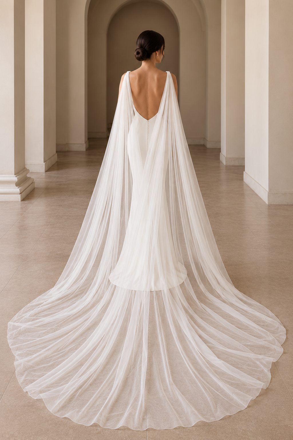 The Amélie Draped Bridal Cape Veil