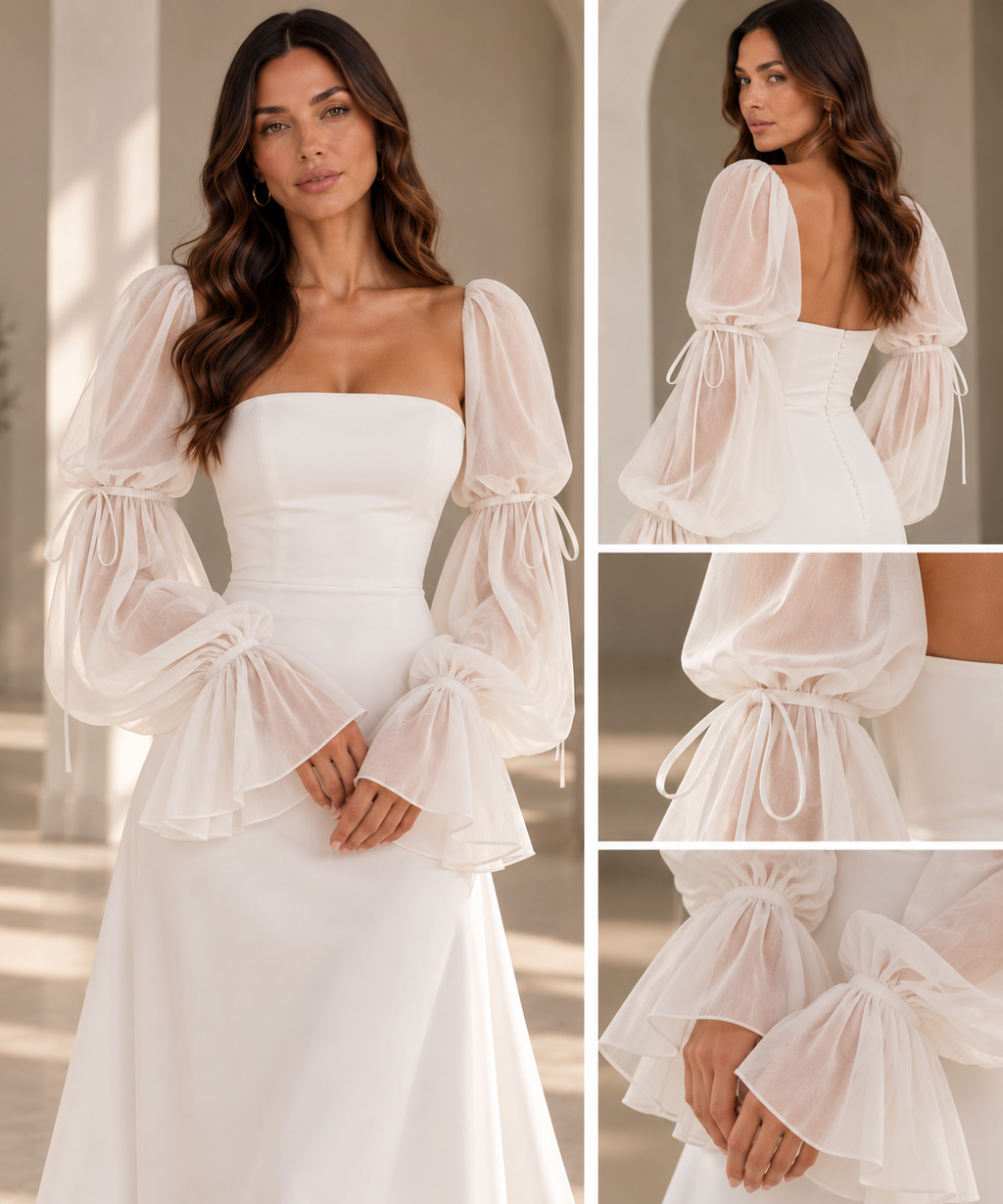 Detachable Chiffon Bridal Sleeves