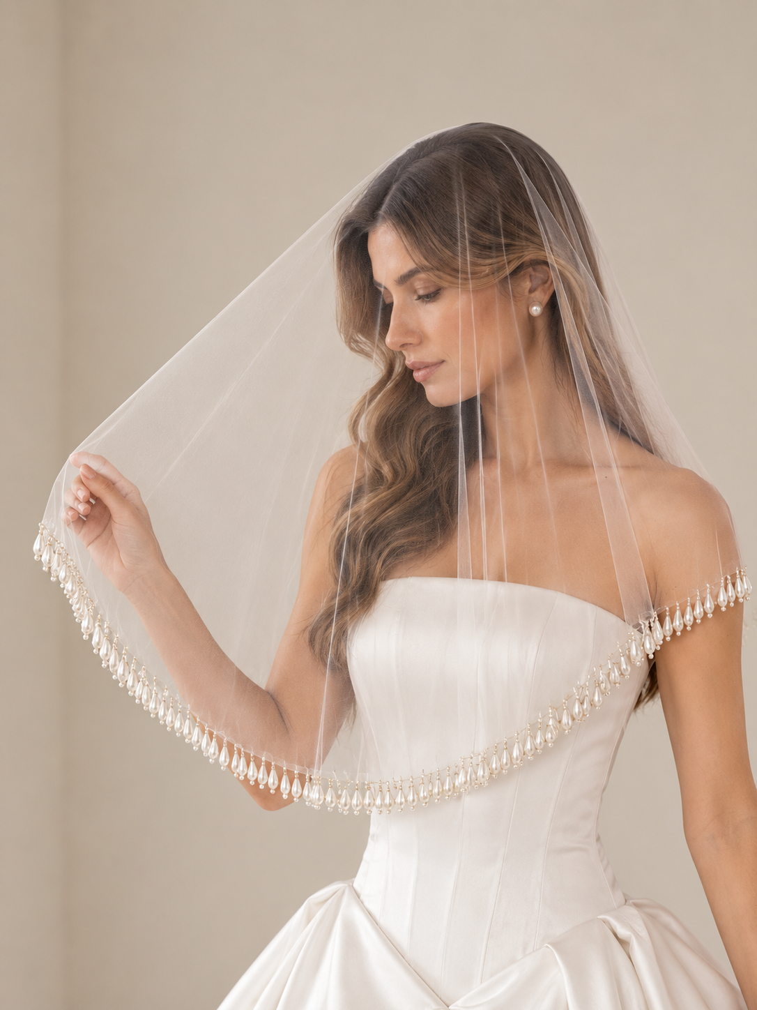 The Celeste Pearl Drop Bridal Veil
